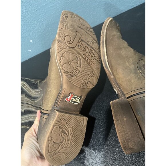 Justin Gypsy Womens Sz 8B Dark Walnut Jaycie Leather Cowboy Boots Western Rodeo - Picture 8 of 9